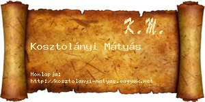 Kosztolányi Mátyás névjegykártya